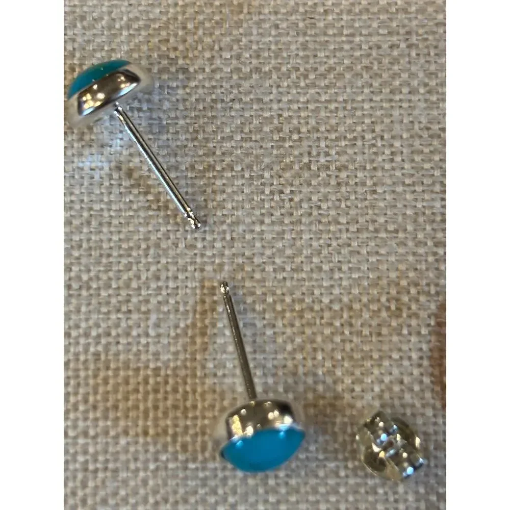 Tiny Turquoise Stud Earrings | Sterling Silver Mini's for Kids & First Piercings
